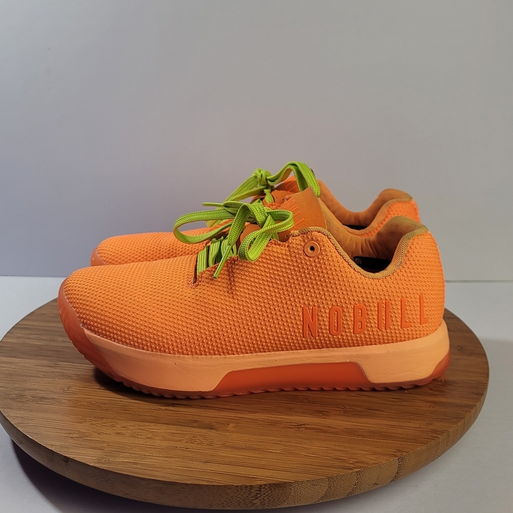NOBULL Superfabric Trainer Neon Orange/Lime Green Laces Unisex Womens Sz 8.5